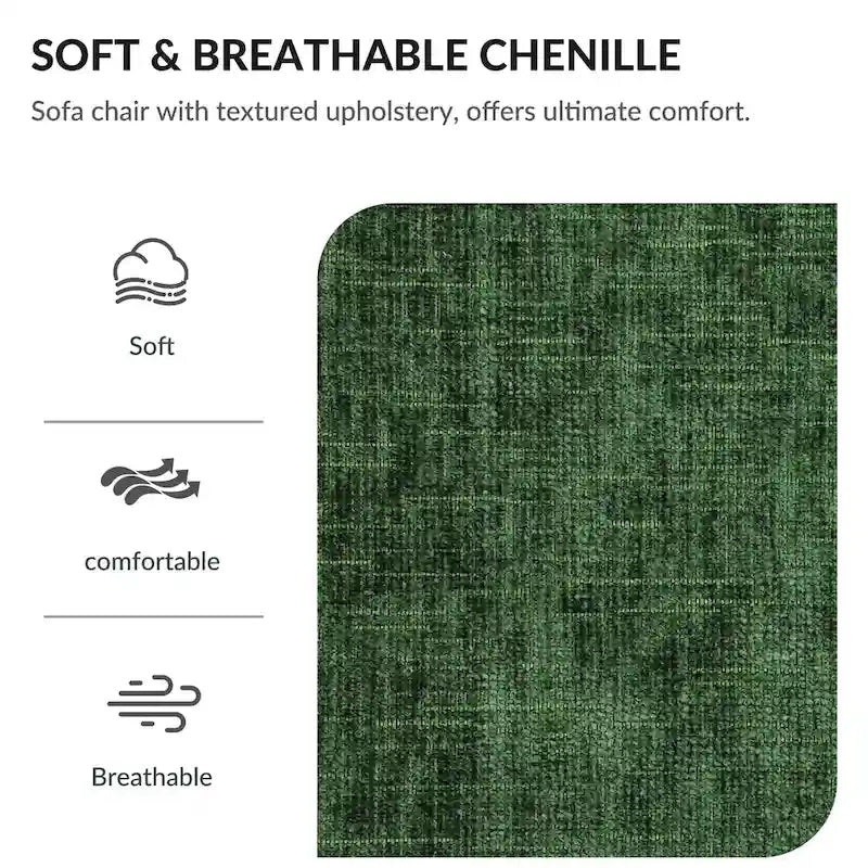 Fauteuil-lit Oversize en chenille Ethan Blake avec pouf, rangement et port de charge USB pour salon et appartement