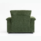 Fauteuil-lit Oversize en chenille Ethan Blake avec pouf, rangement et port de charge USB pour salon et appartement