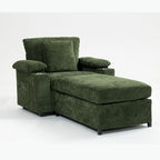 Fauteuil-lit Oversize en chenille Ethan Blake avec pouf, rangement et port de charge USB pour salon et appartement
