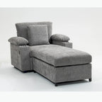 Fauteuil-lit Oversize en chenille Ethan Blake avec pouf, rangement et port de charge USB pour salon et appartement
