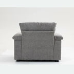 Fauteuil-lit Oversize en chenille Ethan Blake avec pouf, rangement et port de charge USB pour salon et appartement