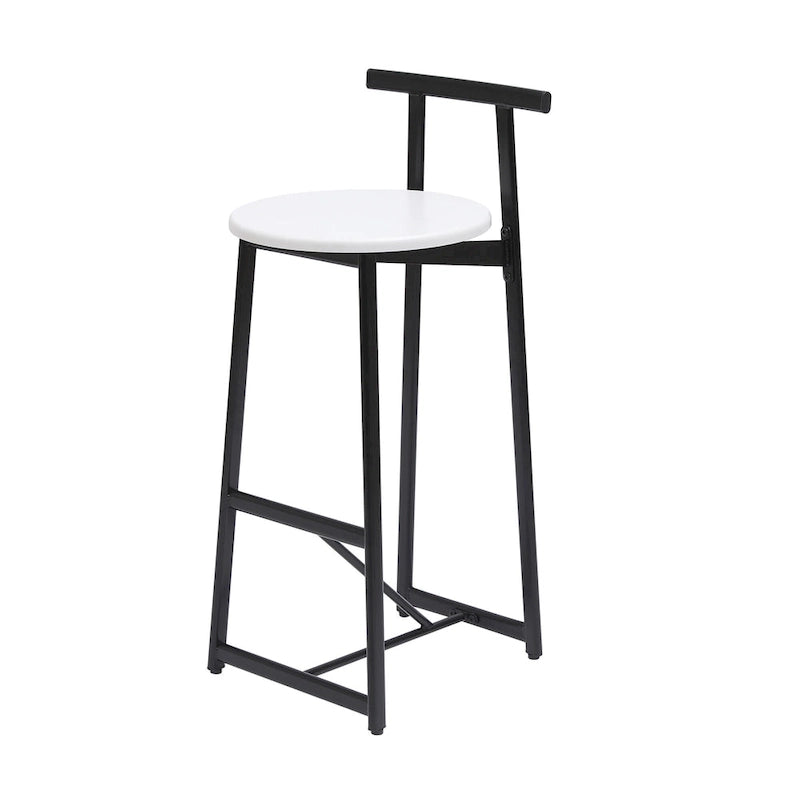 Lot de 3 tabourets de bar sans accoudoirs, hauteur comptoir, avec structure en métal et assise en bois