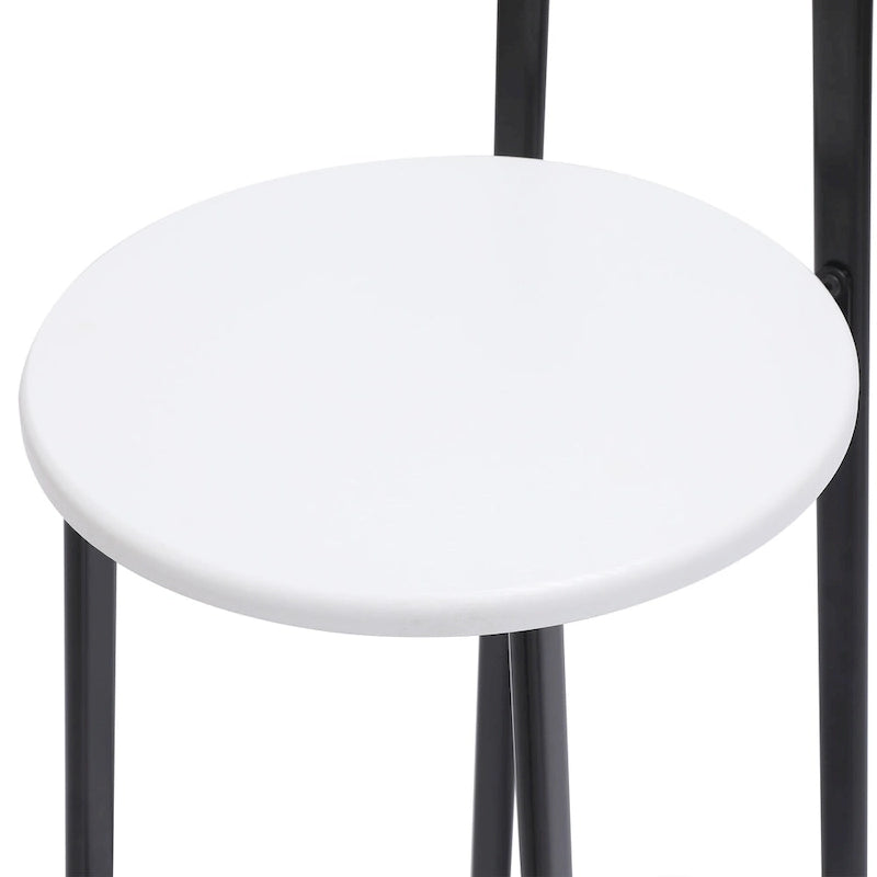 Lot de 3 tabourets de bar sans accoudoirs, hauteur comptoir, avec structure en métal et assise en bois