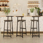 Lot de 3 tabourets de bar sans accoudoirs, hauteur comptoir, avec structure en métal et assise en bois