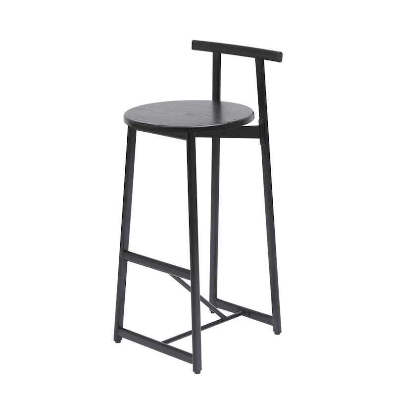 Lot de 3 tabourets de bar sans accoudoirs, hauteur comptoir, avec structure en métal et assise en bois
