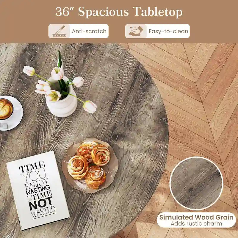 Costway Table à Manger en Bois 36 Pouces pour 2 à 4 Personnes, Forme Ailée - Voir Détails