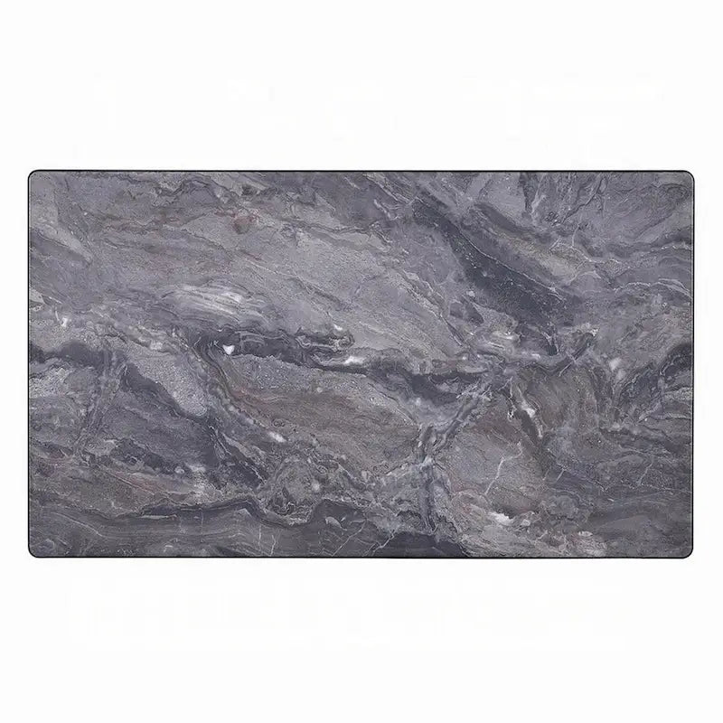 Table basse Evis, rectangulaire 47 pouces, fausse pierre grise, bois marron