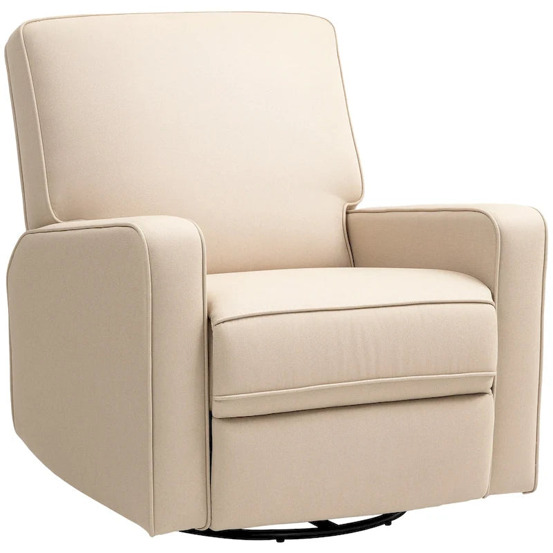 Fauteuil inclinable manuel HOMCOM pour adultes, fauteuil inclinable pivotant et à bascule réglable, fauteuil à bascule planeur en tissu respirant, beige