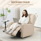 Fauteuil inclinable manuel HOMCOM pour adultes, fauteuil inclinable pivotant et à bascule réglable, fauteuil à bascule planeur en tissu respirant, beige