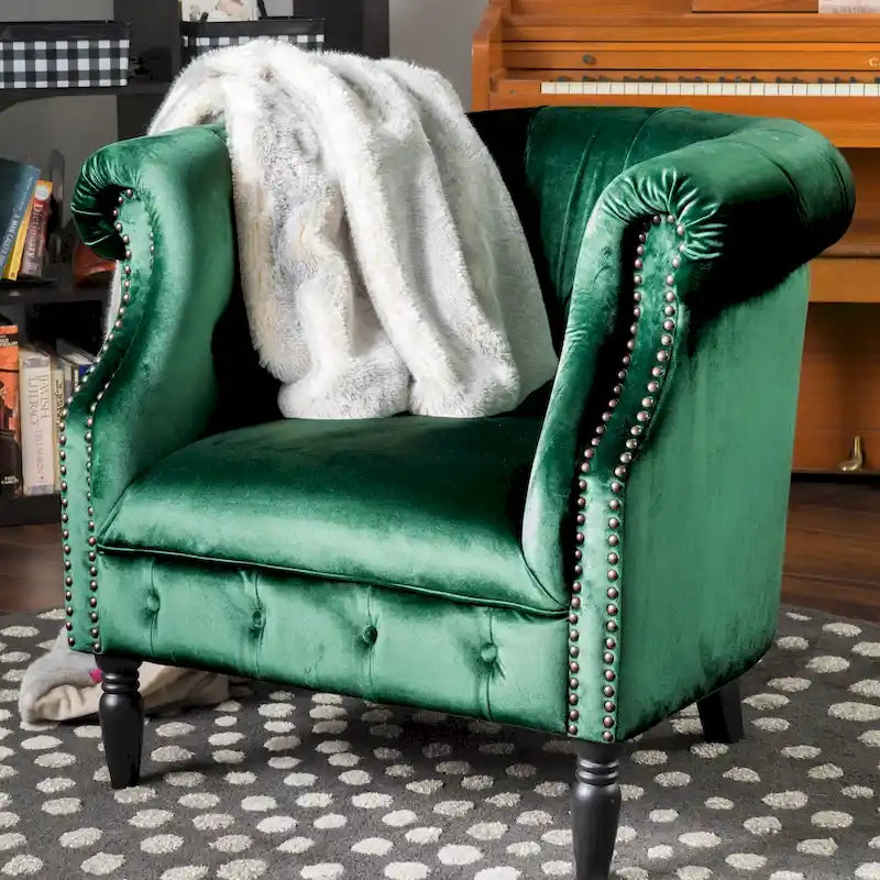 Fauteuil club en velours Akira par Christopher Knight Home