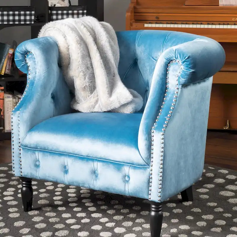 Fauteuil club en velours Akira par Christopher Knight Home