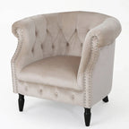 Fauteuil club en velours Akira par Christopher Knight Home