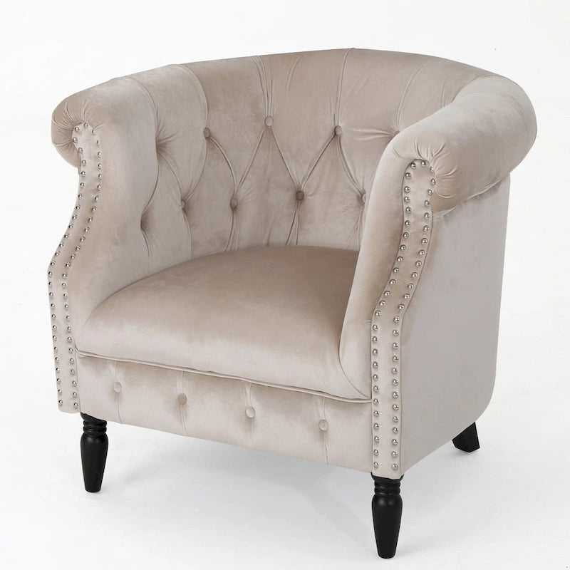 Fauteuil club en velours Akira par Christopher Knight Home