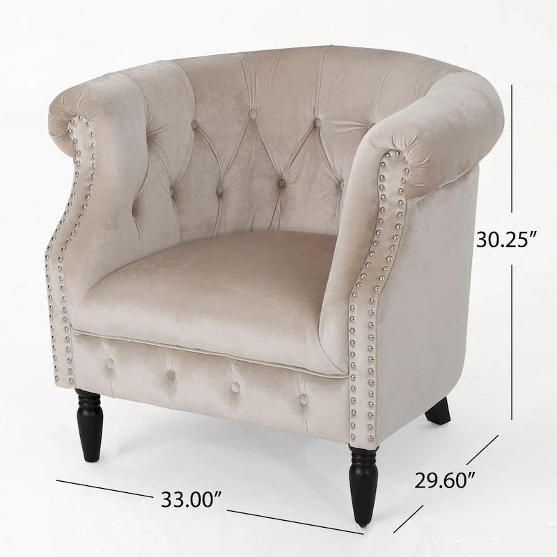 Fauteuil club en velours Akira par Christopher Knight Home
