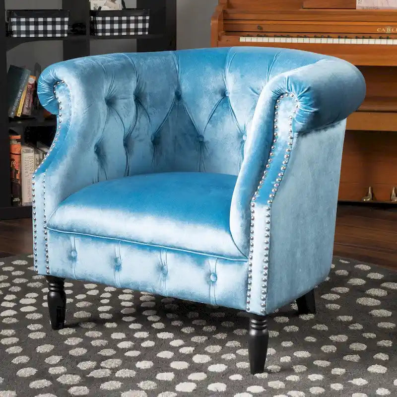 Fauteuil club en velours Akira par Christopher Knight Home