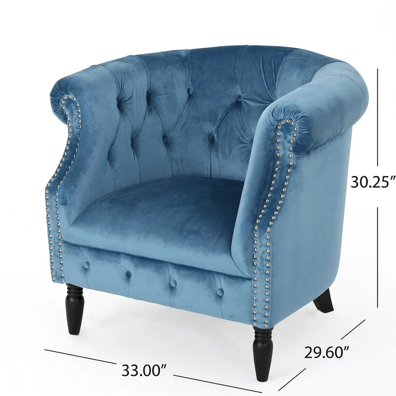 Fauteuil club en velours Akira par Christopher Knight Home