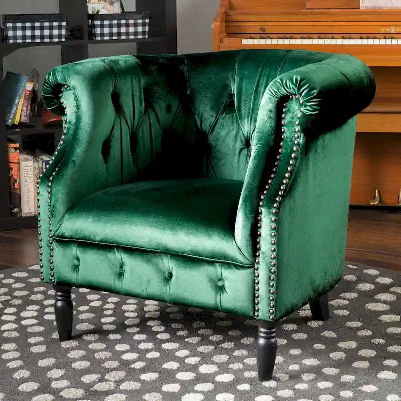 Fauteuil club en velours Akira par Christopher Knight Home