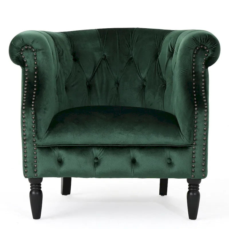 Fauteuil club en velours Akira par Christopher Knight Home