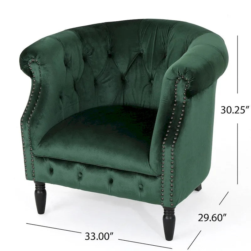 Fauteuil club en velours Akira par Christopher Knight Home