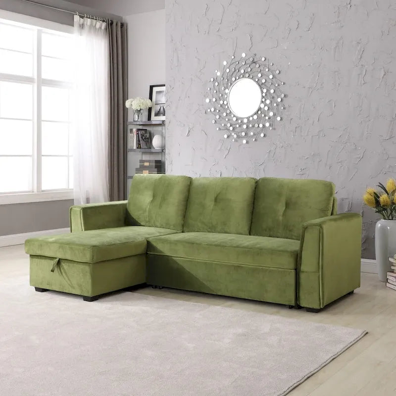 Canapé d'angle moderne rembourré avec chaise longue de rangement pour salon