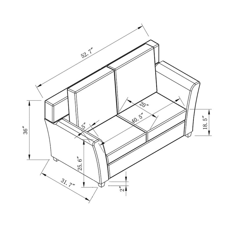 Causeuse contemporaine rembourrée à accoudoirs évasés Golt par Furniture of America