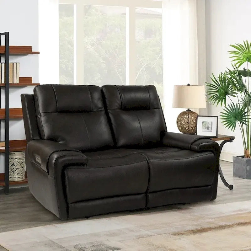 Causeuse inclinable électrique en cuir avec port USB, appuie-tête réglable, soutien lombaire réglable - S.O.