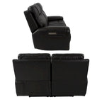 Causeuse inclinable électrique en cuir avec port USB, appuie-tête réglable, soutien lombaire réglable - S.O.