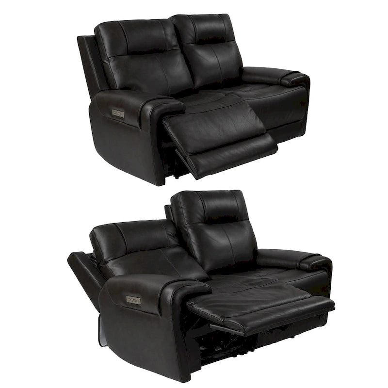 Causeuse inclinable électrique en cuir avec port USB, appuie-tête réglable, soutien lombaire réglable - S.O.