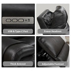 Causeuse inclinable électrique en cuir avec port USB, appuie-tête réglable, soutien lombaire réglable - S.O.