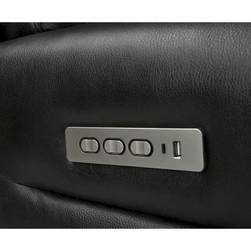 Causeuse inclinable électrique en cuir avec port USB, appuie-tête réglable, soutien lombaire réglable - S.O.