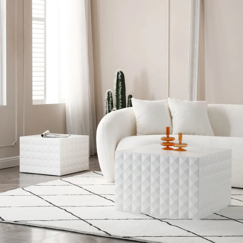 Table basse gigogne carrée moderne et glamour pour salon (lot de 2)