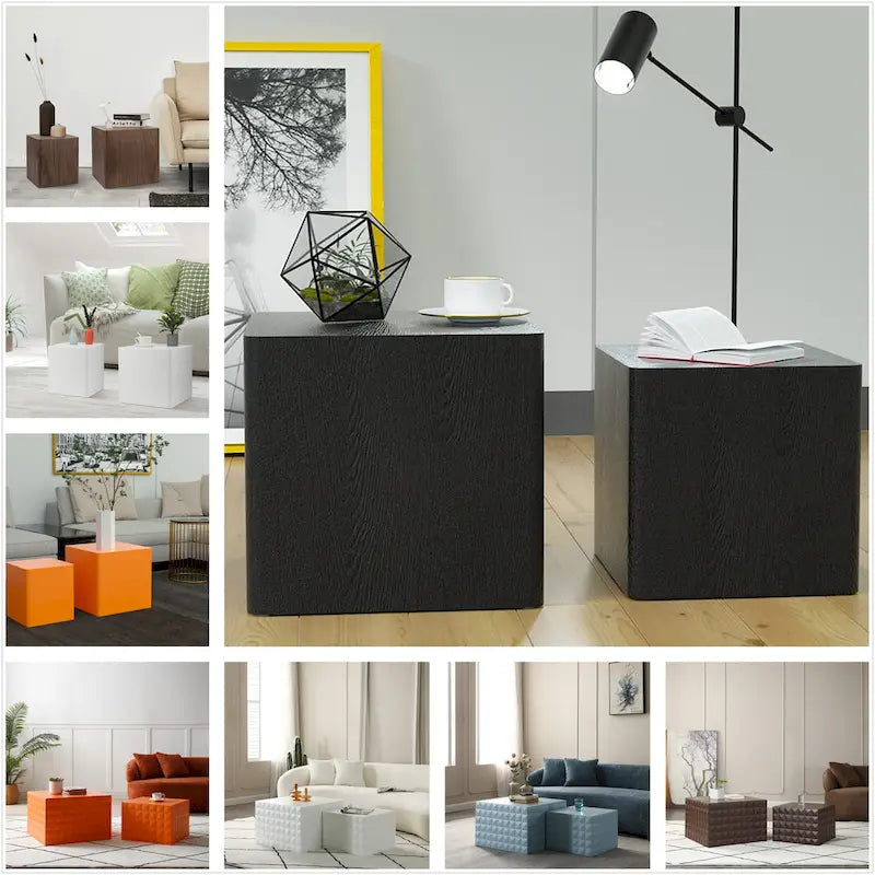 Table basse gigogne carrée moderne et glamour pour salon (lot de 2)
