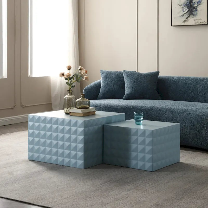 Table basse gigogne carrée moderne et glamour pour salon (lot de 2)
