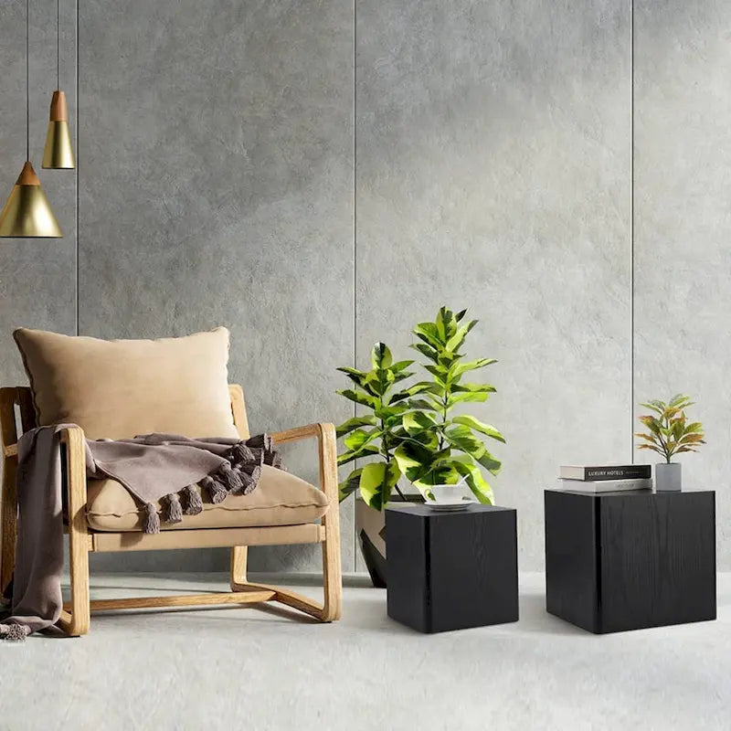 Table basse gigogne carrée moderne et glamour pour salon (lot de 2)
