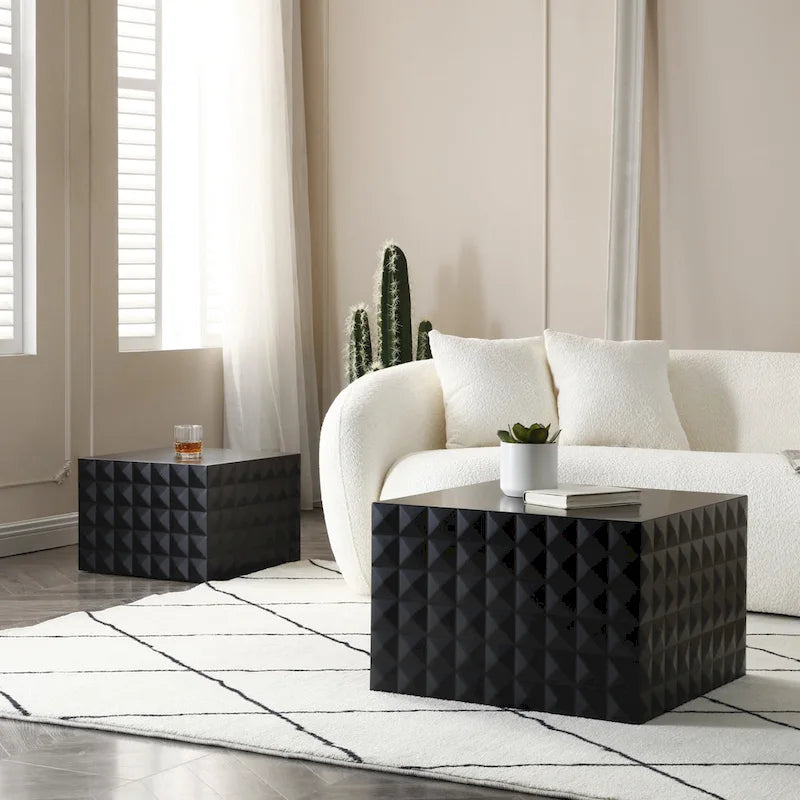 Table basse gigogne carrée moderne et glamour pour salon (lot de 2)