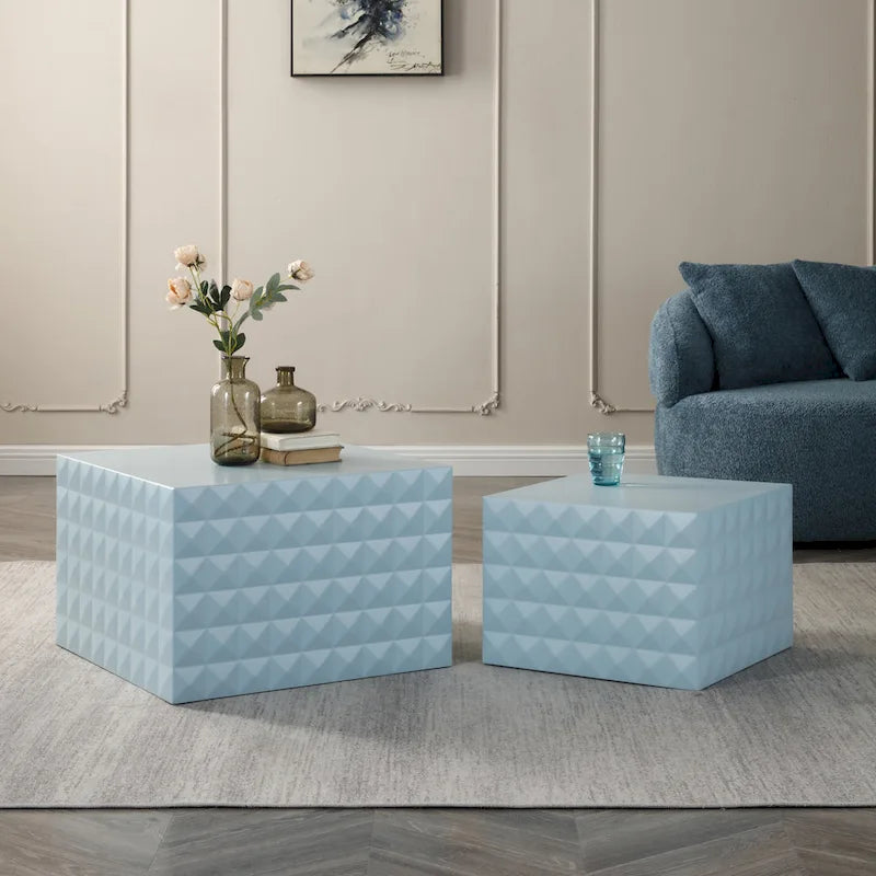 Table basse gigogne carrée moderne et glamour pour salon (lot de 2)