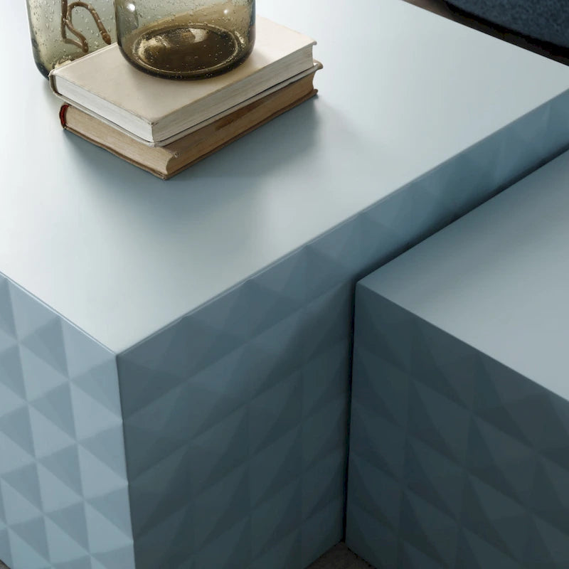 Table basse gigogne carrée moderne et glamour pour salon (lot de 2)
