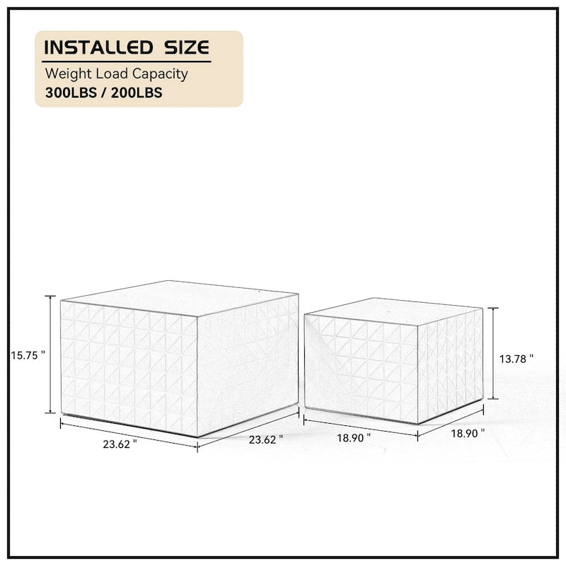 Table basse gigogne carrée moderne et glamour pour salon (lot de 2)