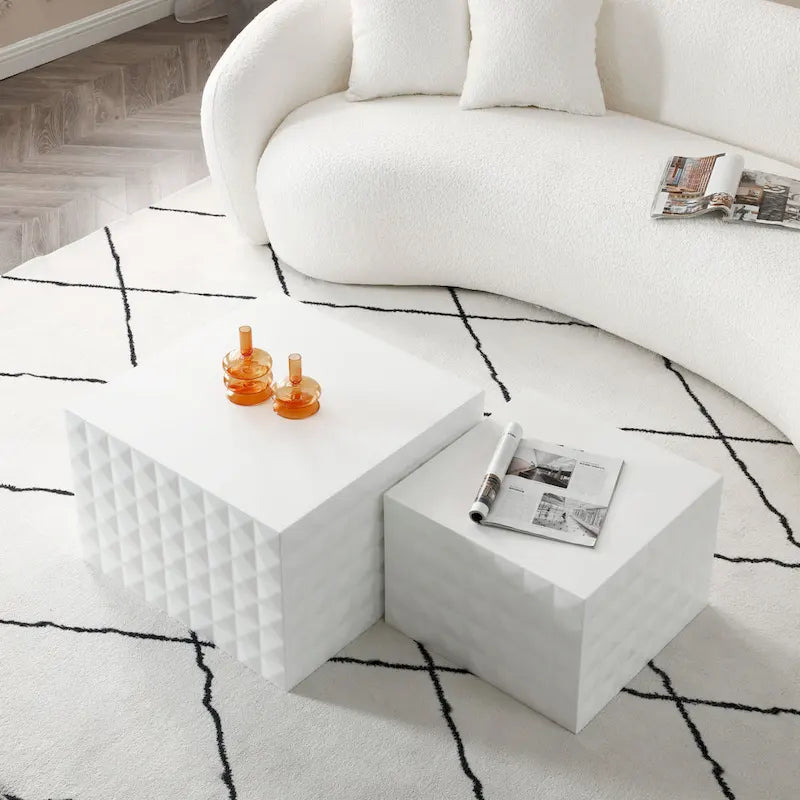 Table basse gigogne carrée moderne et glamour pour salon (lot de 2)