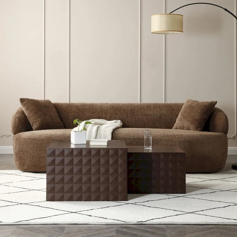 Table basse gigogne carrée moderne et glamour pour salon (lot de 2)
