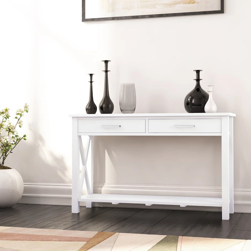 WYNDENHALL Waterloo Table console contemporaine en bois massif de 47 pouces de large - 47,4 pouces de large