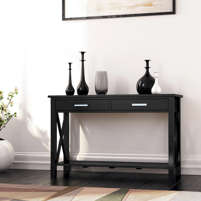 WYNDENHALL Waterloo Table console contemporaine en bois massif de 47 pouces de large - 47,4 pouces de large