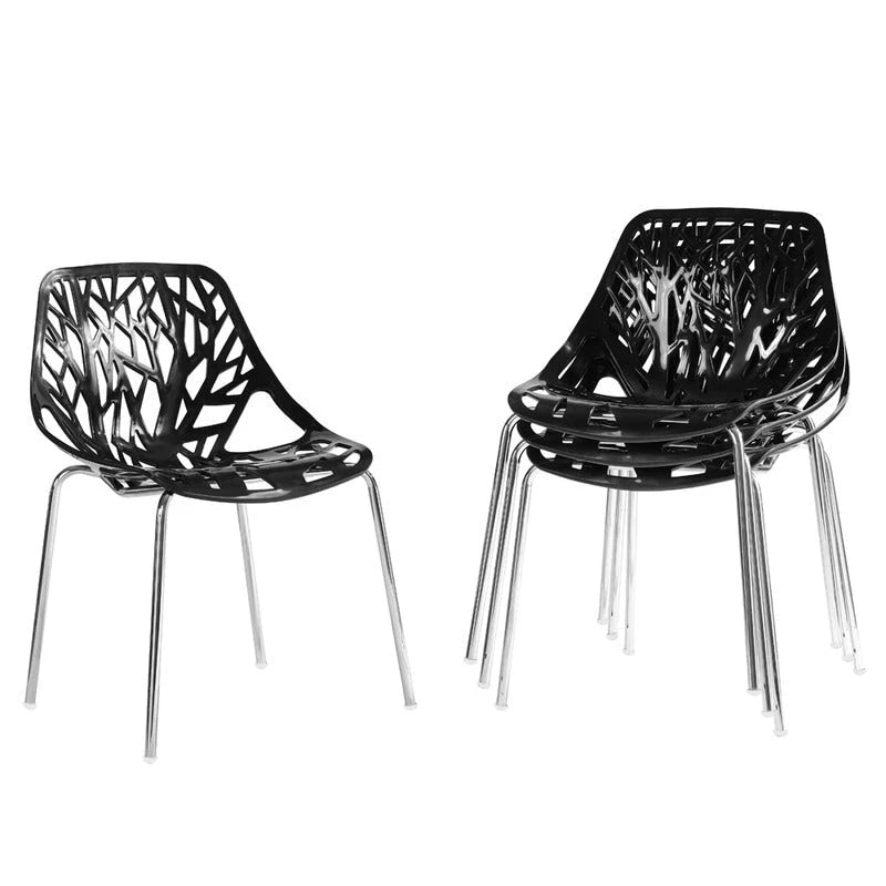 4 chaises de salle à manger/fauteuils de salon noirs de style nid d'oiseau
