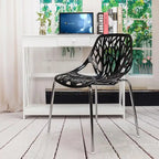 4 chaises de salle à manger/fauteuils de salon noirs de style nid d'oiseau