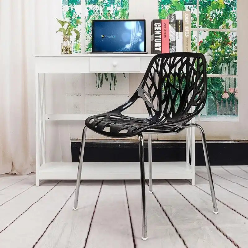 4 chaises de salle à manger/fauteuils de salon noirs de style nid d'oiseau