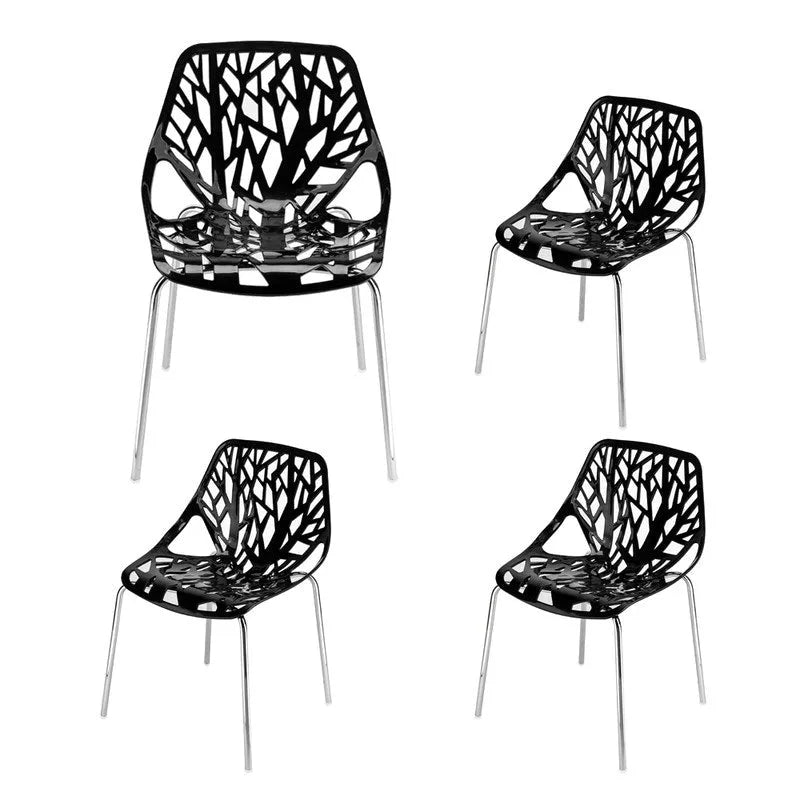 4 chaises de salle à manger/fauteuils de salon noirs de style nid d'oiseau