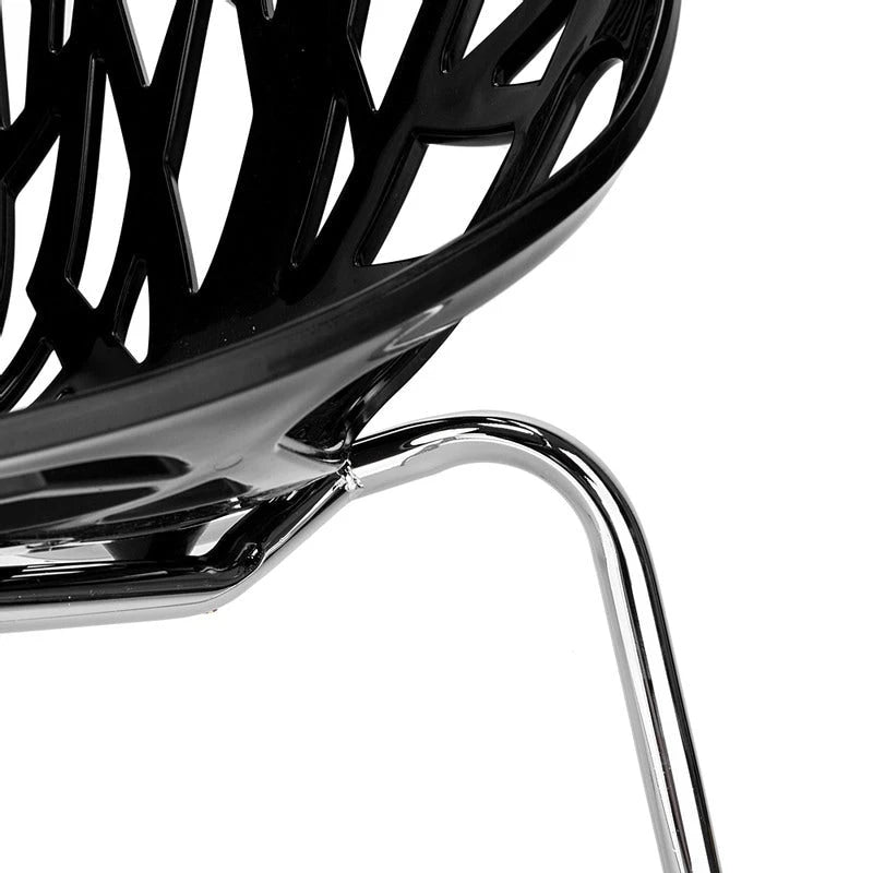 4 chaises de salle à manger/fauteuils de salon noirs de style nid d'oiseau