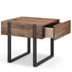 Table d'appoint rectangulaire en bois recyclé Prescott Modern, couleur miel rustique