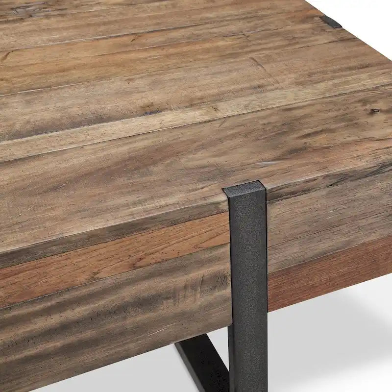 Table d'appoint rectangulaire en bois recyclé Prescott Modern, couleur miel rustique