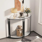 Console demi-lune moderne Table d'appoint d'entrée 2 niveaux